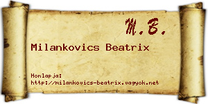 Milankovics Beatrix névjegykártya